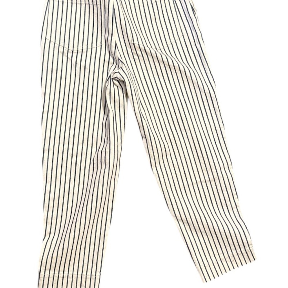 Madewell Navy Blue and White Striped Straight Leg Pants - Picture 5 of 7